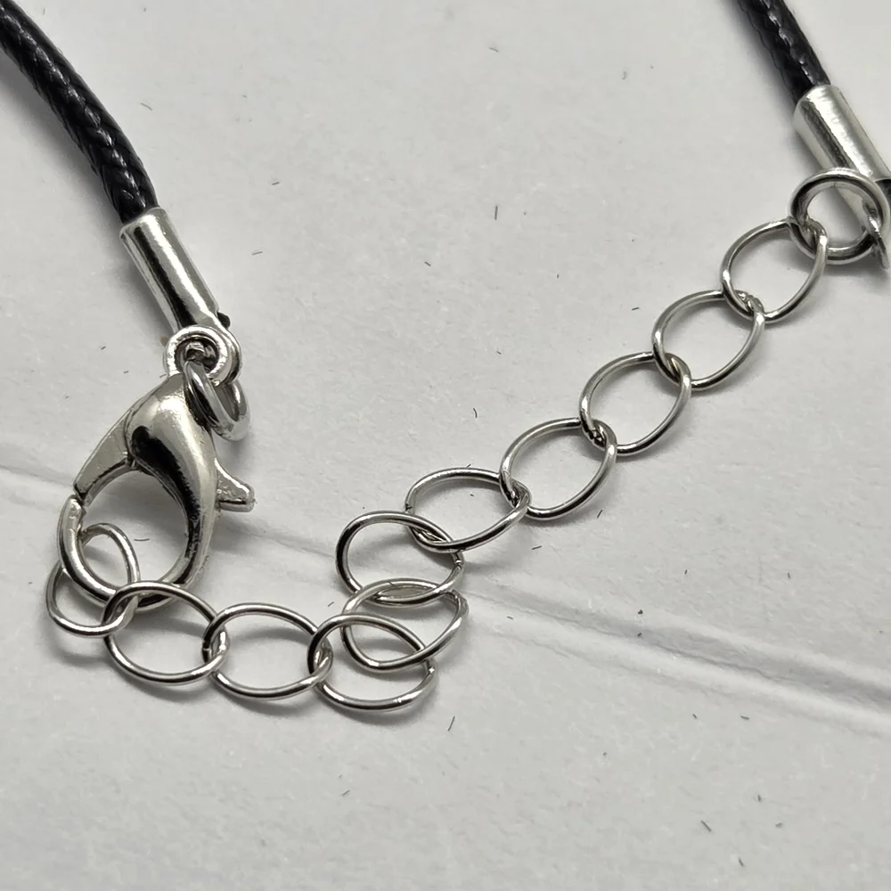 Silver Tone Cat Pendant Necklace - Black Cord